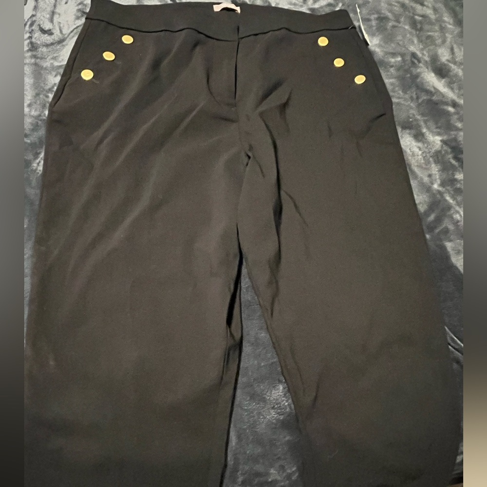 nwt xl Maurices Black cropped Pants with Gold Button Sailor Accents xl